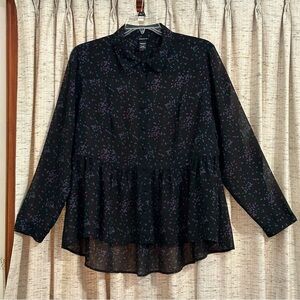 Torrid Long Sleeve Sheer Peplum Blouse - 1X